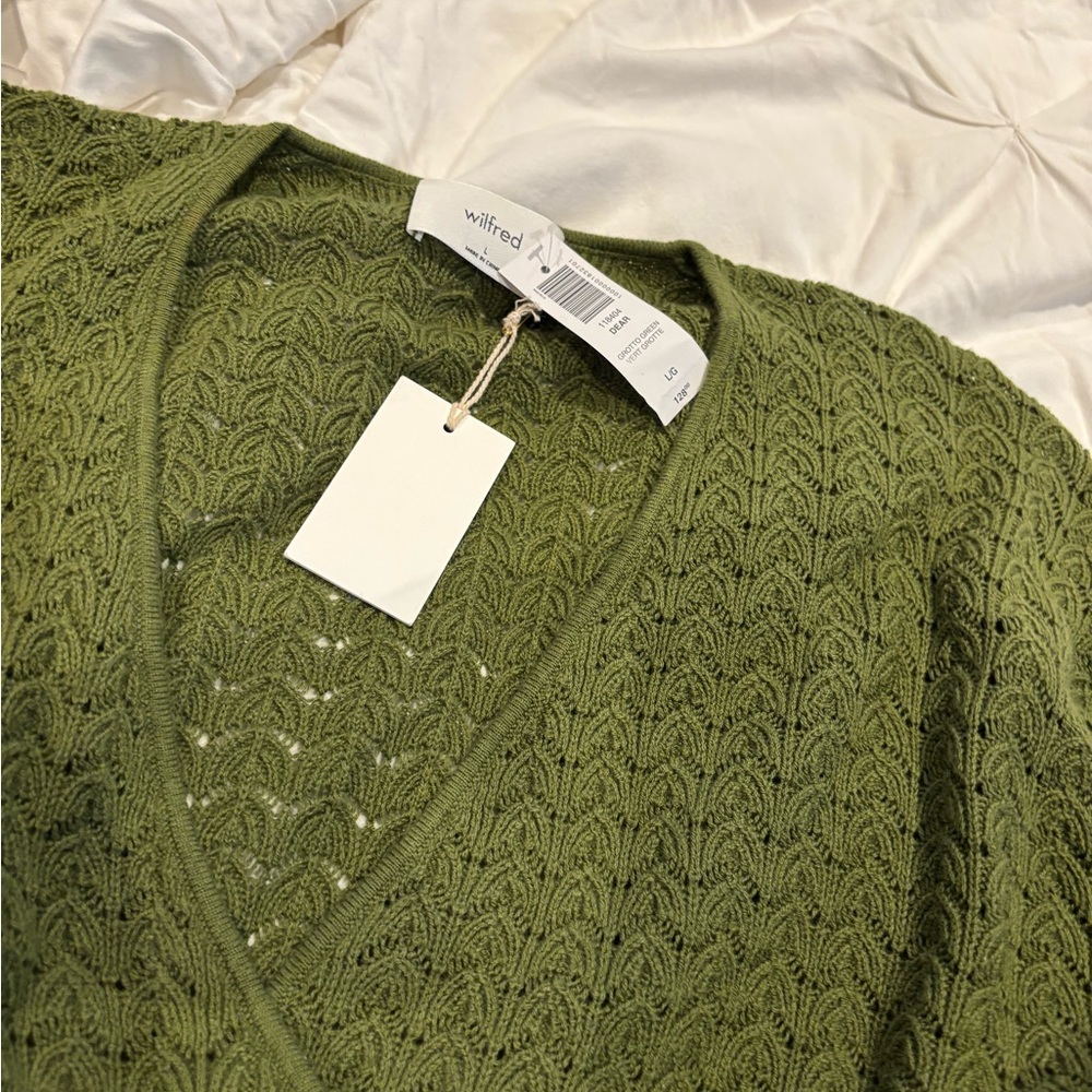 No tag* Wilfred Olive Green V-Neck Knit Sweater